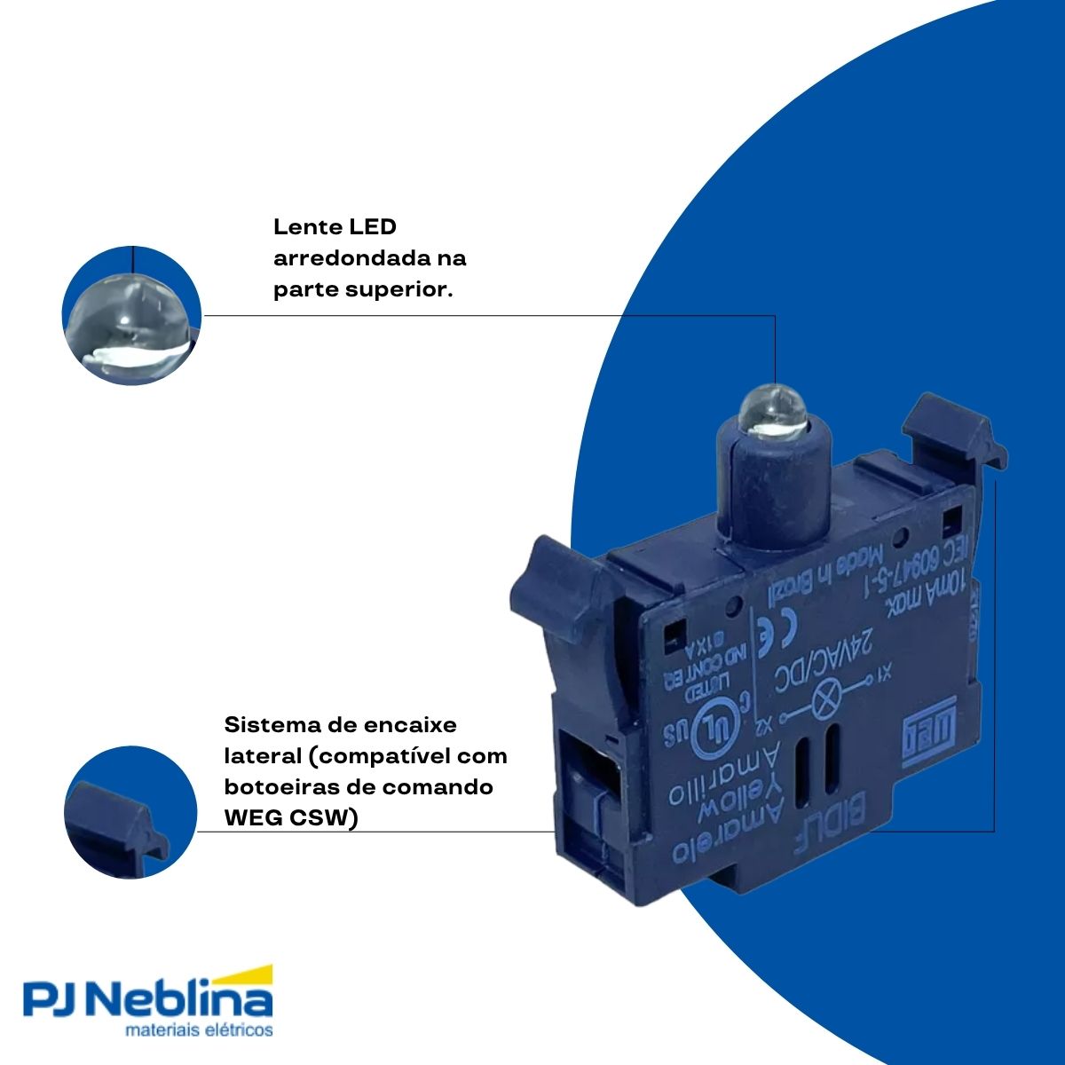 Bloco Iluminacao Csw 24vca/cc C/led Am Wh Sist Montag Front-