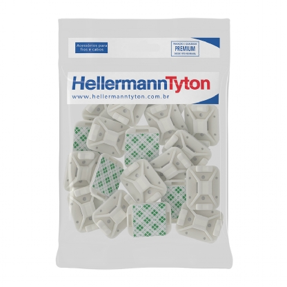 Fixador Cabo Auto Adesivo 32X24,9X7mm Natural Pacote 20 Unidades - Hellermann