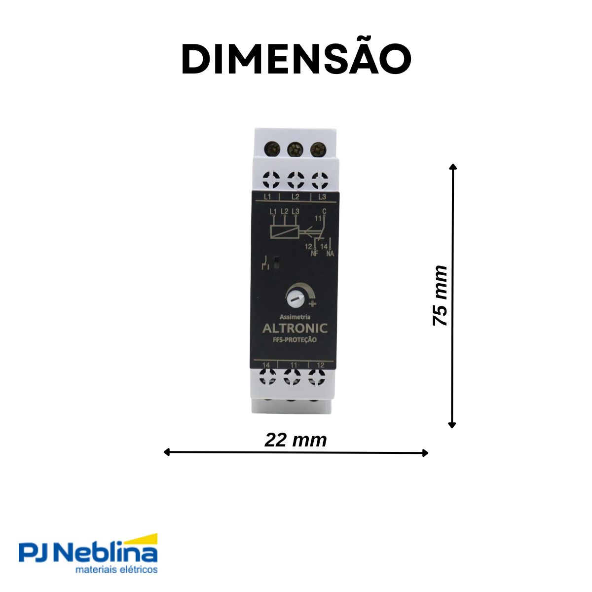 Relé Supervisão Trifásico Falta Fase Assimetria Modular S/Neutro 220-380V 1Rev (Spdt) - Altronic