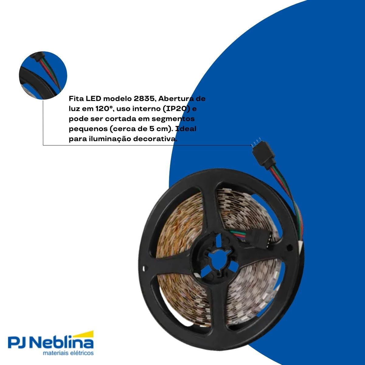 Fita Led 2835 4,8w/m 12v 6000k Branco Frio 150lm/m (rl C/5m)