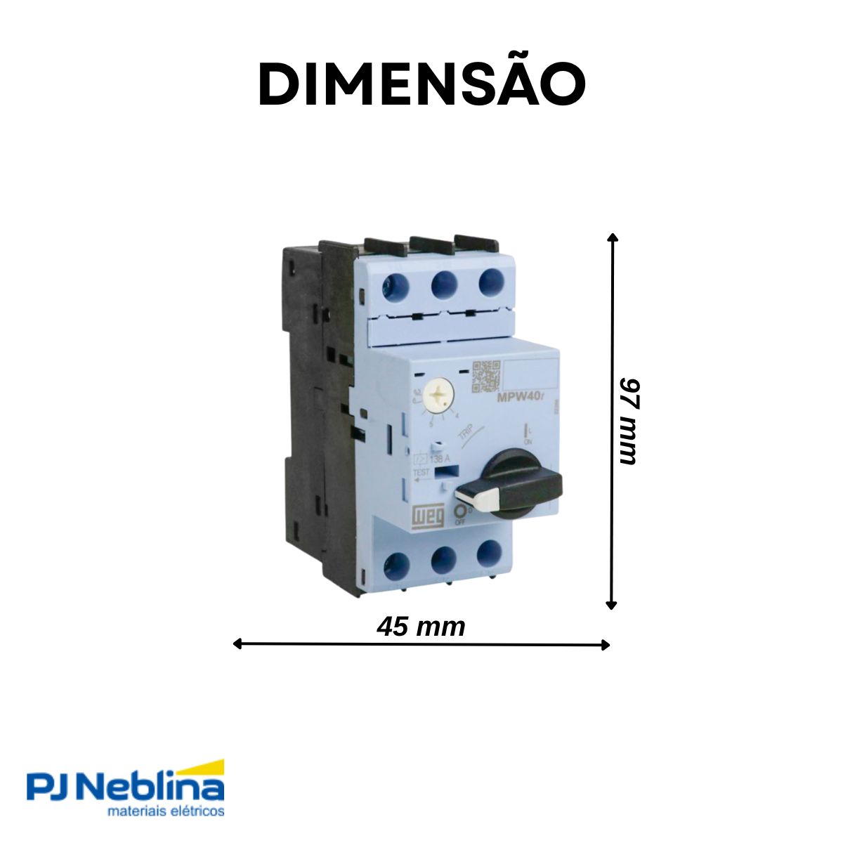 Disjuntor Motor Tripolar 6,3A 4-6,3A 3Cv 380/415V 100Ka 380/440V 50/60Hz - Weg