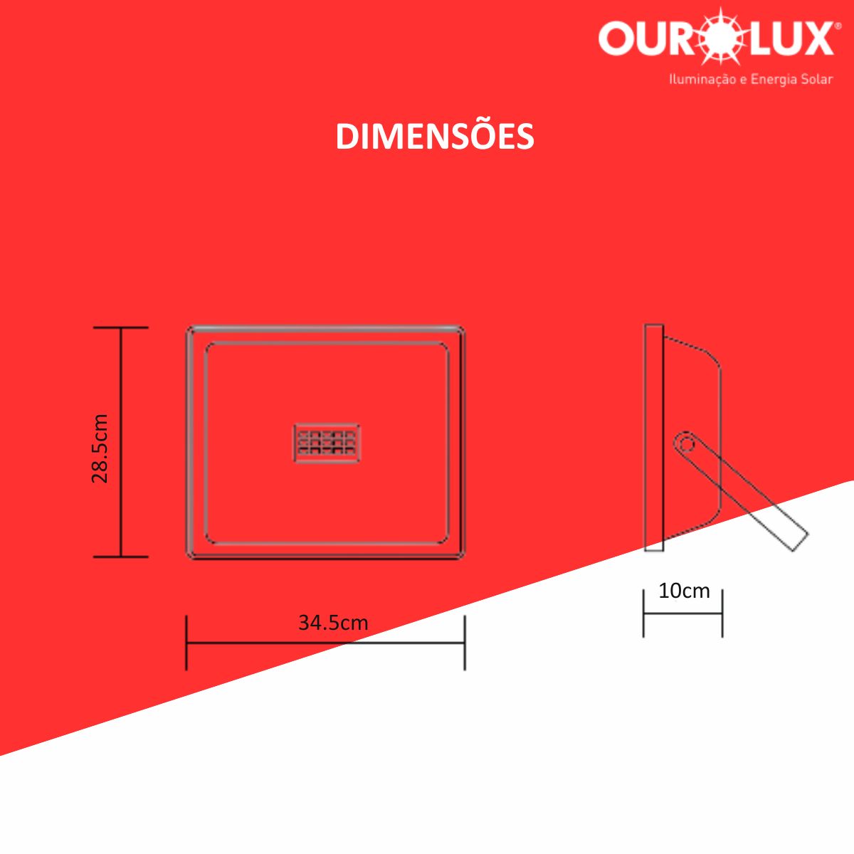 Projetor Superled Slim 30W Bivolt Preto - Ourolux