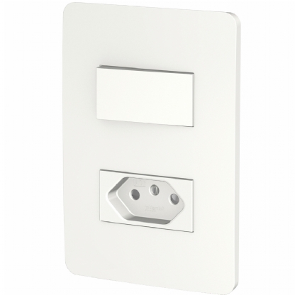 Conjunto 1 Interruptor Simples + 1 Tomada Distanciados 10A 4X2 Orion Branco - Schneider Electric