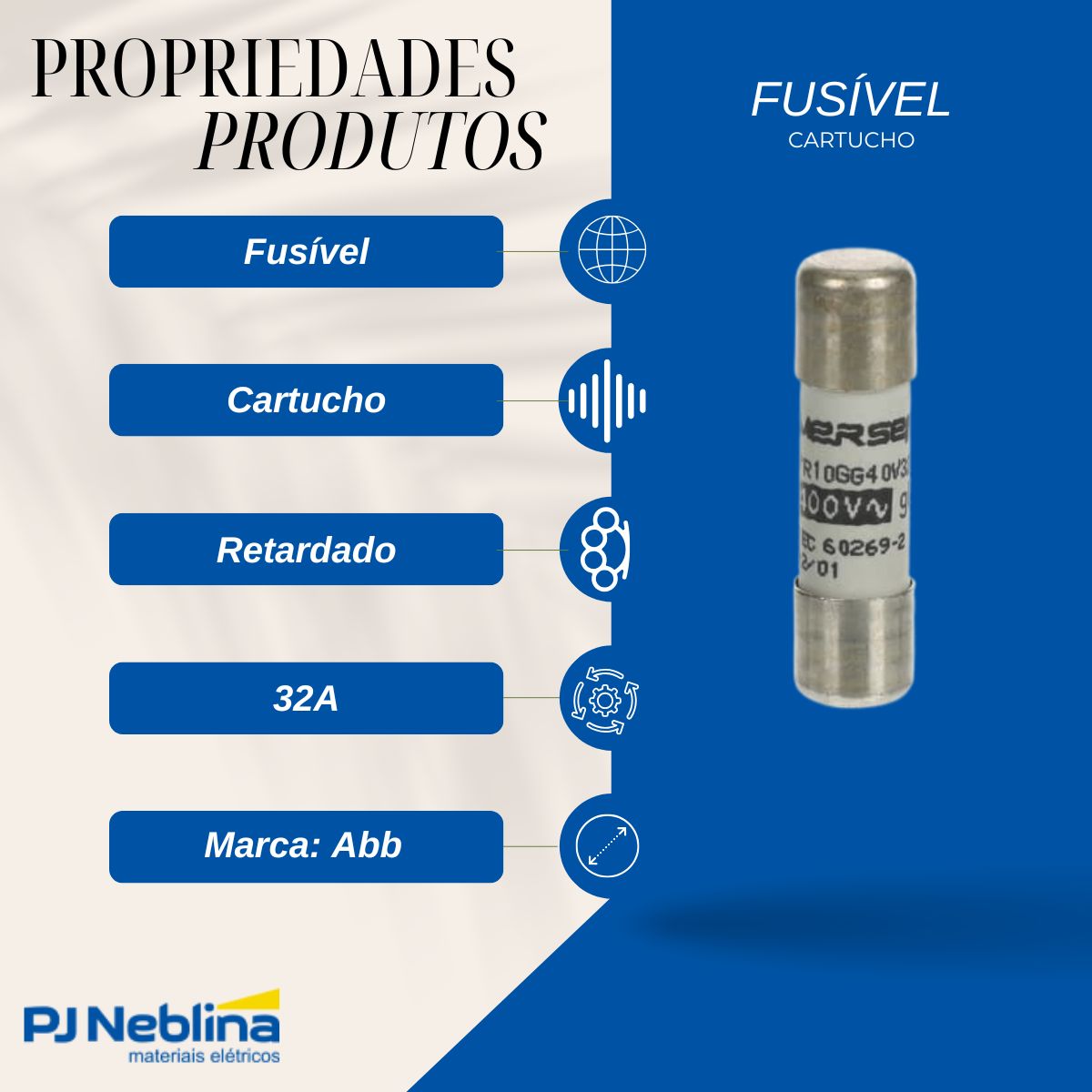 Fusivel Cartucho Retardado Gg/gl 32a 400v 120ka 10x38mm