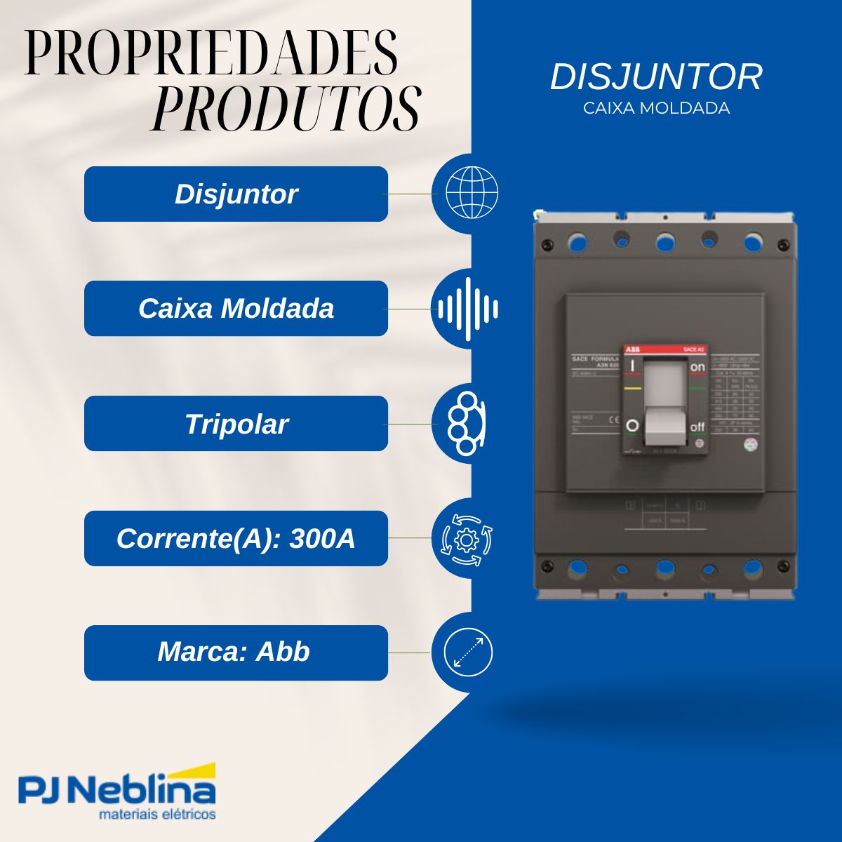 Disjuntor Caixa Moldada Tripolar 300A 36Ka 380/415V 50/60Hz - Abb