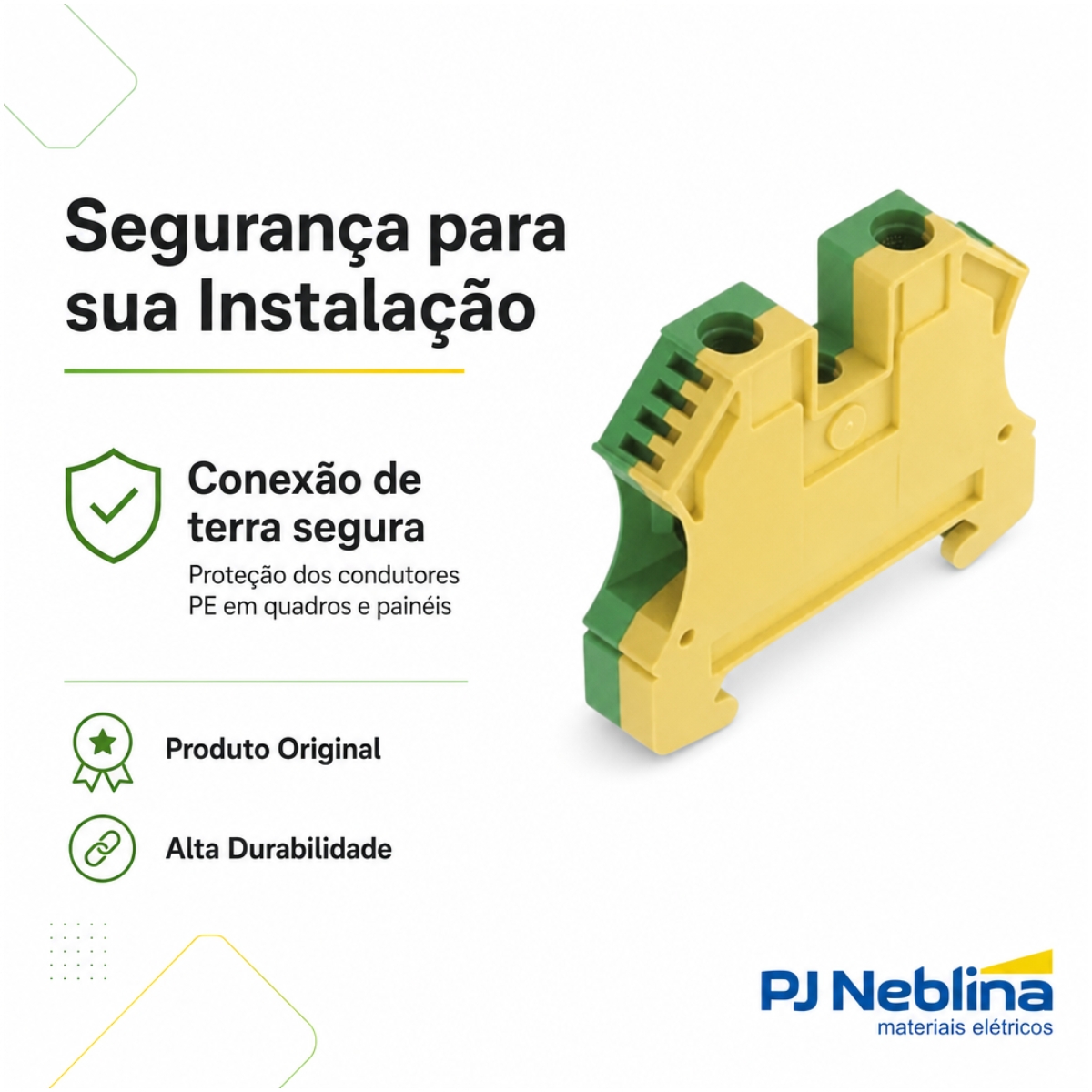 Conector Borne Passagem Terra 2 Conexões 10Mm 800V Verde/Amarelo - Conexel