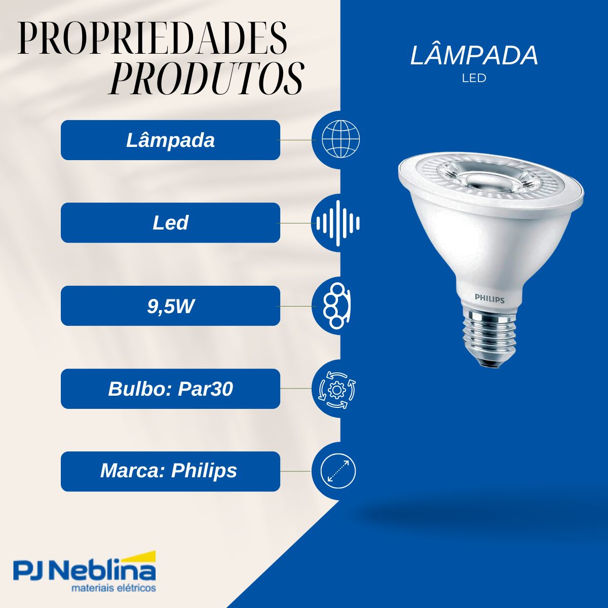 Lâmpada Led Par30 9,5W Bivolt E27 2700K Branco Quente Luz Amarela 875Lm 25G - Philips
