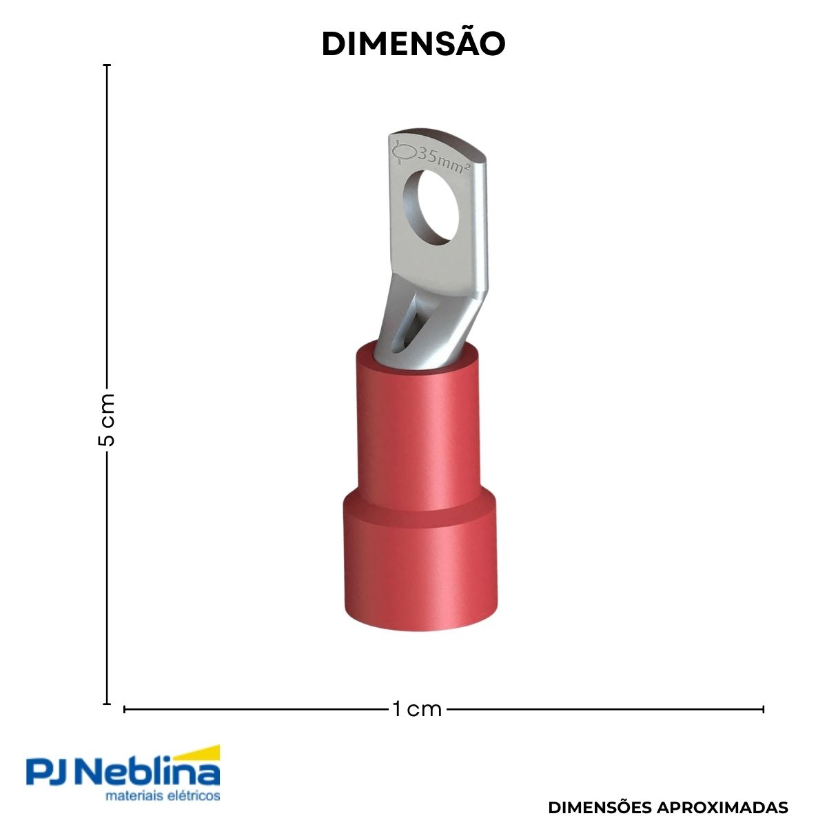 Terminal Olhal Tubular 35Mm Pre-Isolado Vm 1 Furo F=10,5Mm 3/8 (M10) - Intelli