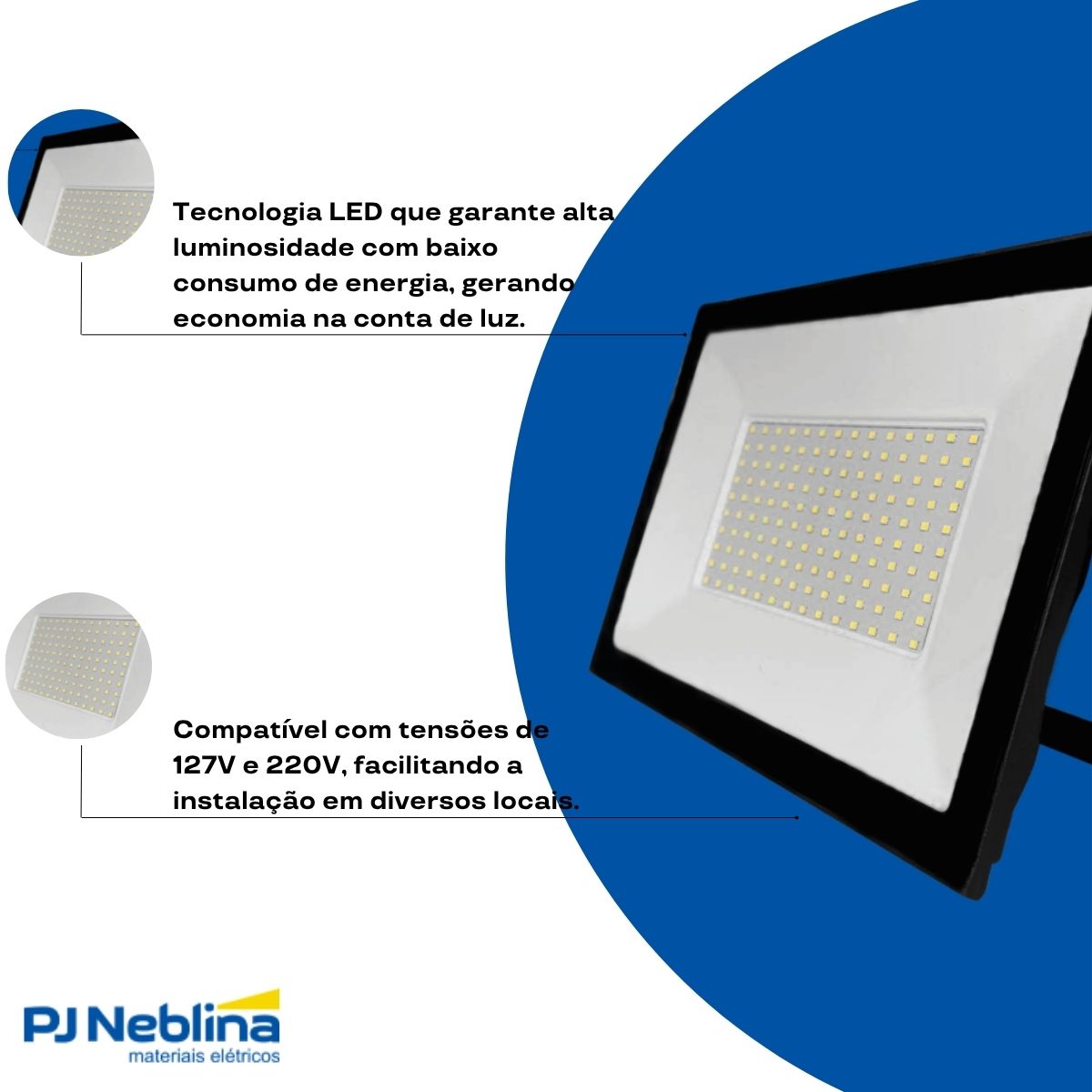 Projetor Superled Slim Bivolt 100W Preto - Ourolux