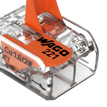 Conector Elétrico Emenda Rápido Poliamida Laranja/Transparente 2 Polos 4,00mm - Wago