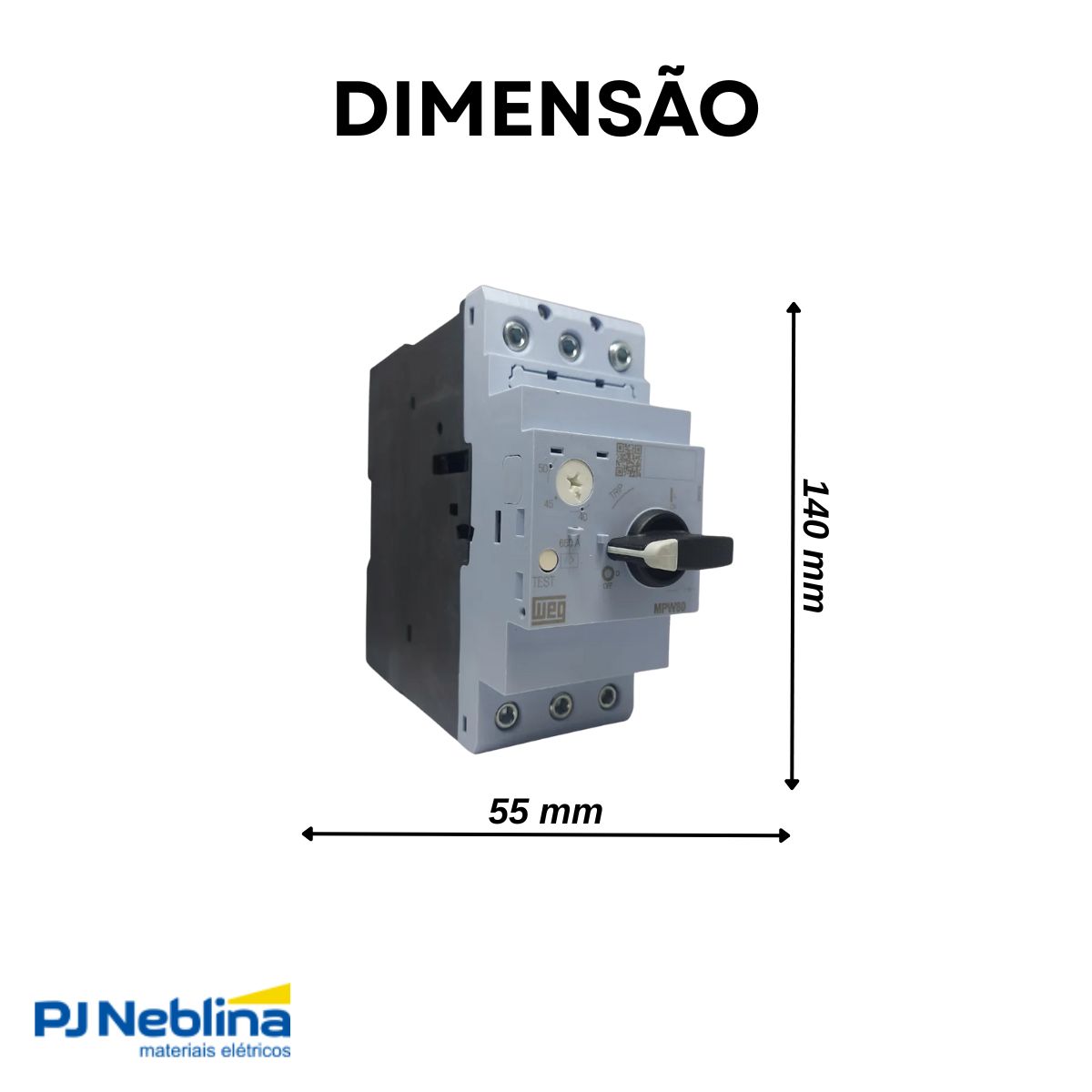 Disjuntor Motor Tripolar 50A 40-50A 22Kw 380/415V 65Ka 380/440V 50/60Hz - Weg
