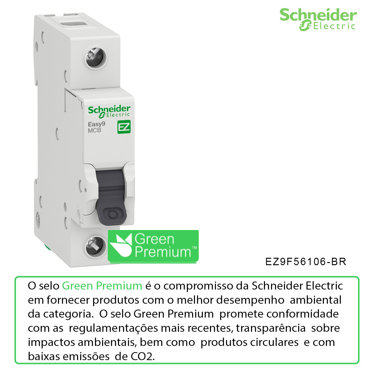 Disjuntor Mini Din 1P 6A 230V Curva C 3Ka Easy9 EZ9F56106-BR - Schneider Eletric