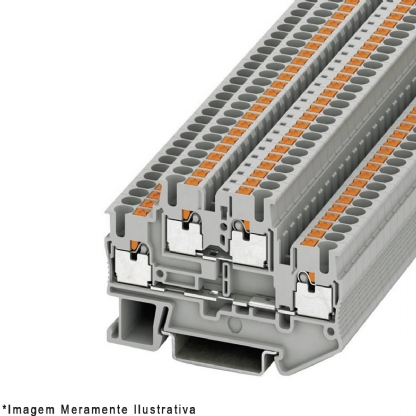 Conector Borne Passagem 4 Conexões 2,50mm 500V Cinza PTTB 2,5 - Phoenix
