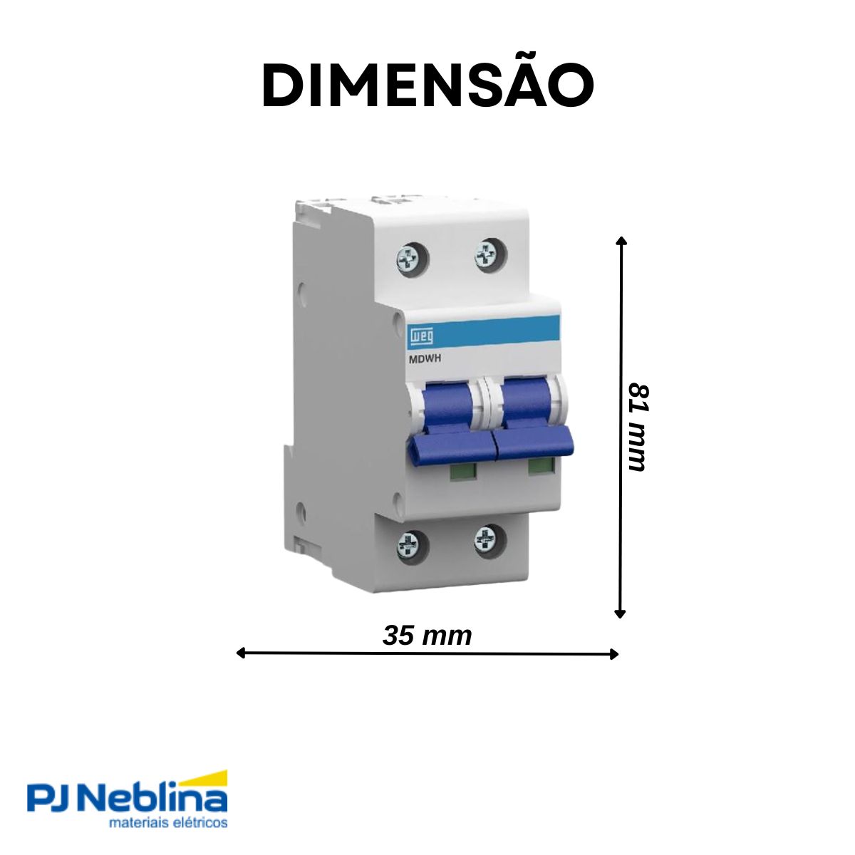 Disjuntor Mini Din Bipolar 20A Curva C 10Ka 230/400V - Weg