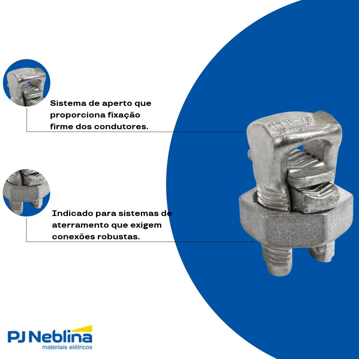 Conector Parafuso Fendido Split-Bolt Bimetálico 50Mm Cobre Estanhado - Intelli
