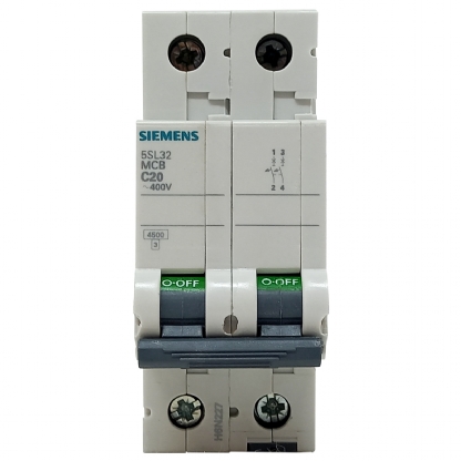 Disjuntor Mini Din Bipolar 20A Curva C 4,5Ka 220/380V 5SL32207MB - Siemens