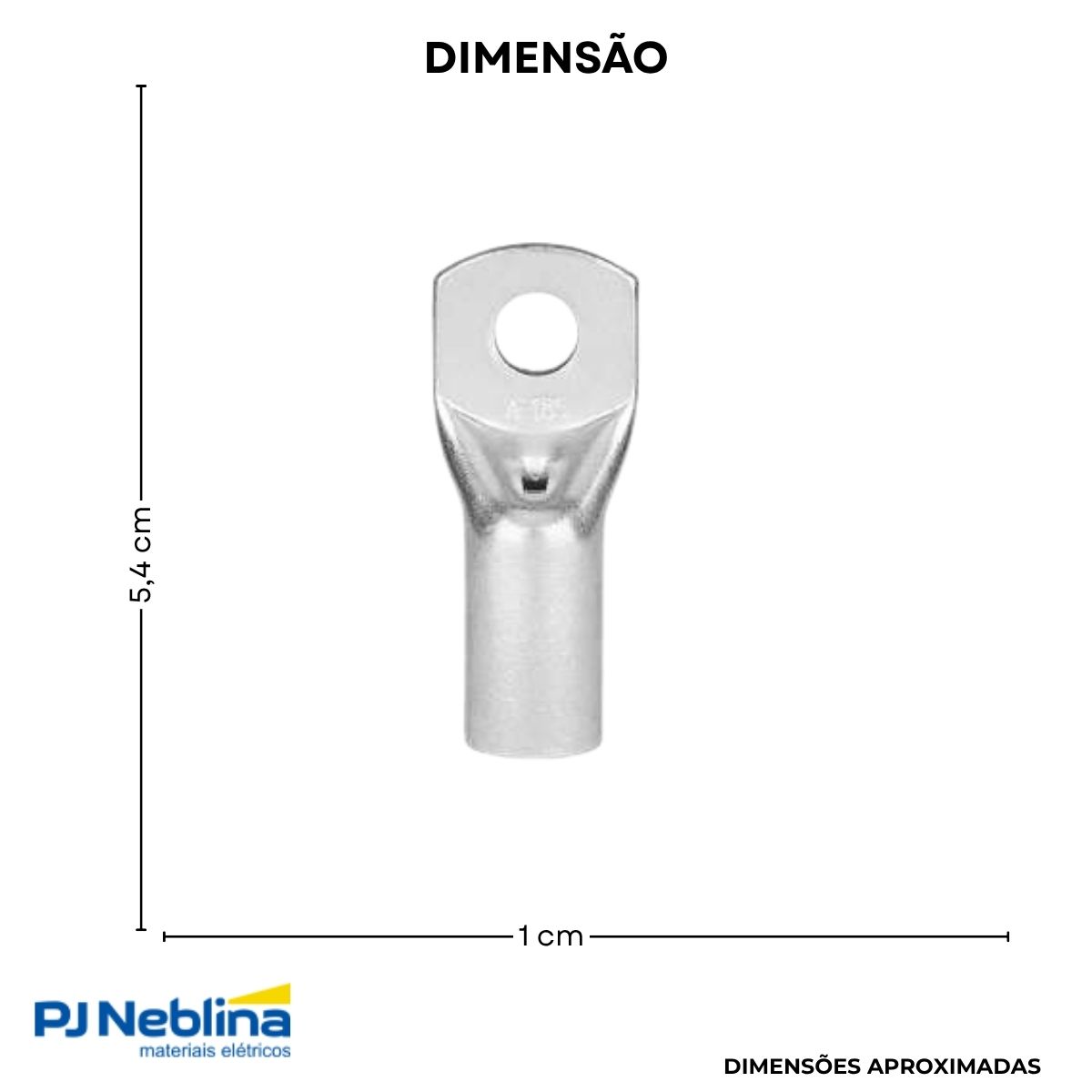 Terminal Compressao Boca Expandida 25mm 2 Compr 1 Furo F=8,5