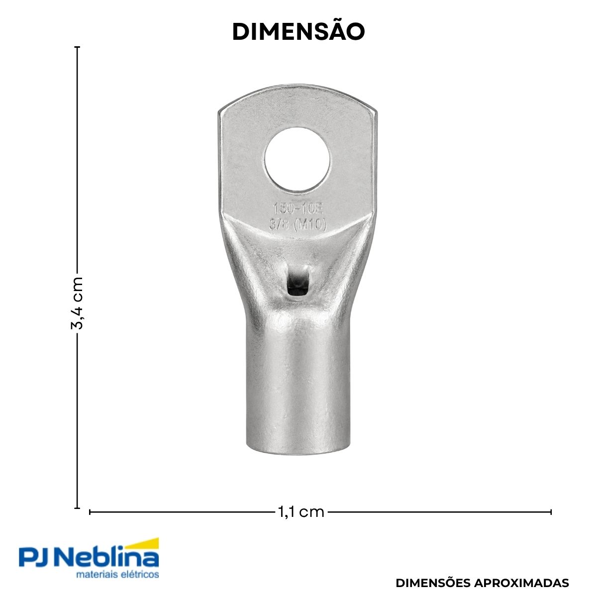 Terminal Compressao Boca Expandida 16mm 1 Compr 1 Furo F=8,5