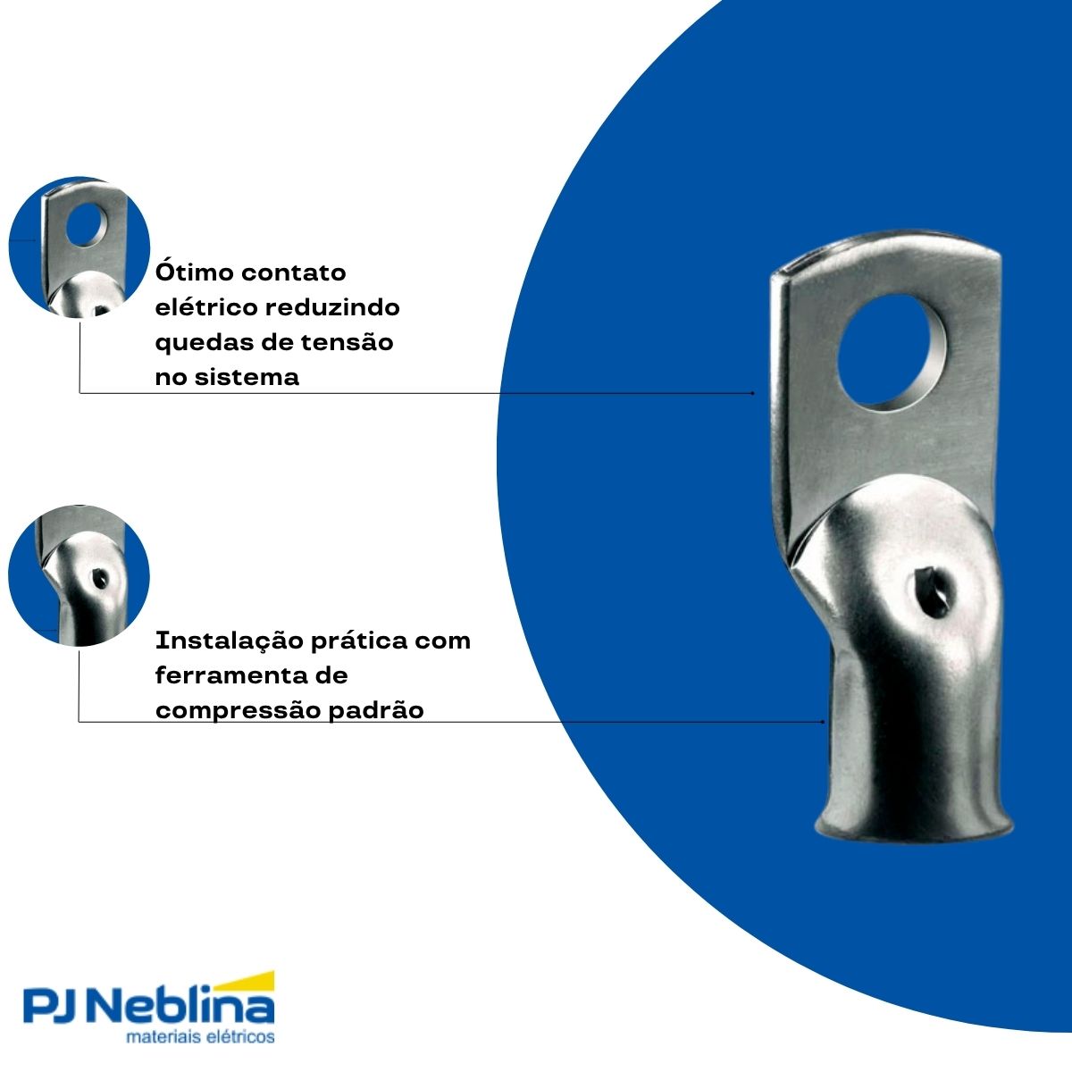 Terminal Compressao Boca Expandida 10mm 1 Compr 1 Furo F=8,5