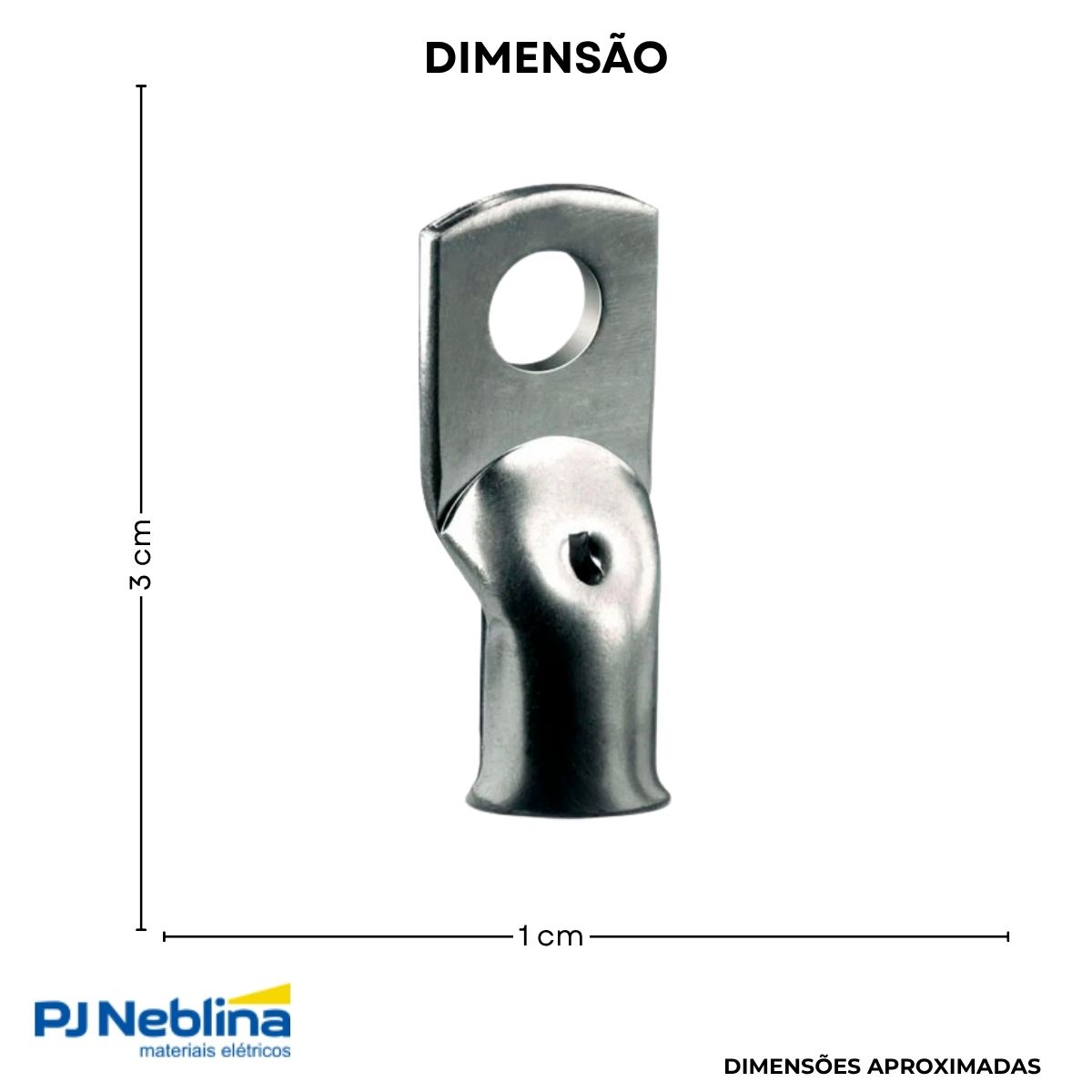 Terminal Compressao Boca Expandida 10mm 1 Compr 1 Furo F=8,5