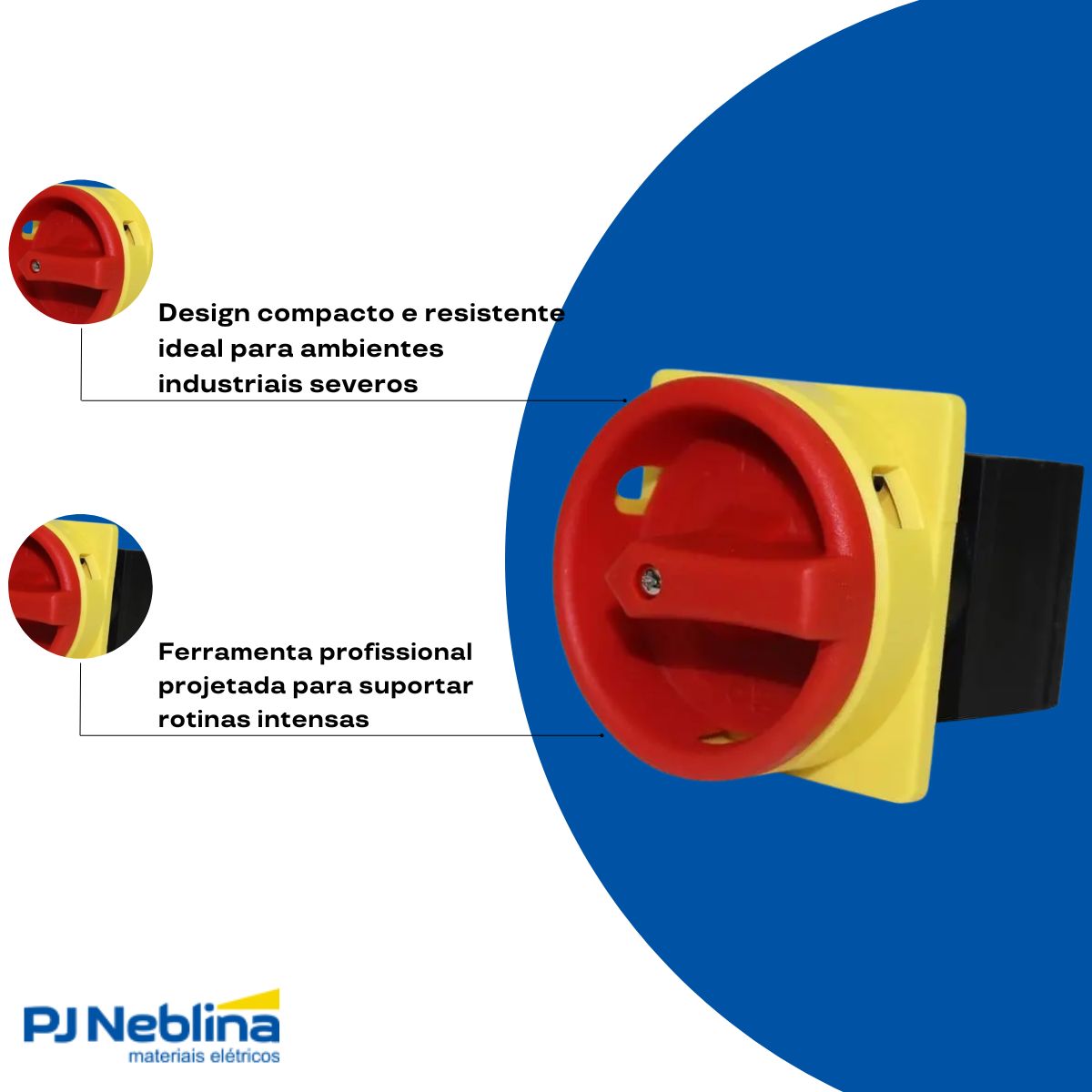 Chave Seccionadora Rotativa Sob Carga 3 Polos 20A Topo Manopla Vm/Am C/Trava Cadeado - Metaltex