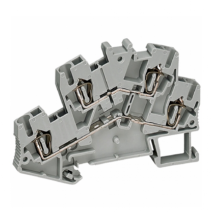 Conector Borne Passagem Duplo 4 Conexões 2,50mm 500V Cinza NSYTRR24D - Schneider Electric