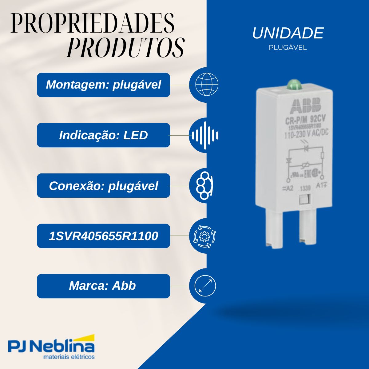 Unidade Plugável Uso Exclusivo Ristor E Led 110/230Vca/Cc 50/60Hz - Abb