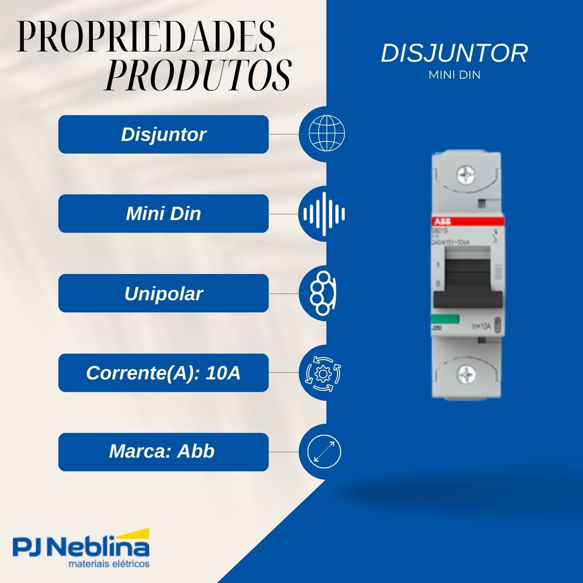 Disjuntor Mini Din Unipolar 10A Curva K 30Ka 254/440V - Abb
