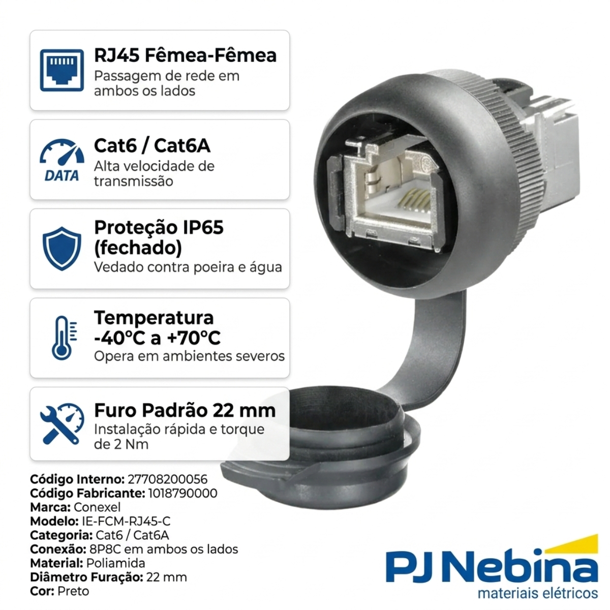 Plug Para Painel Ie-Fcm-Rj45-C 1018790000 - Conexel