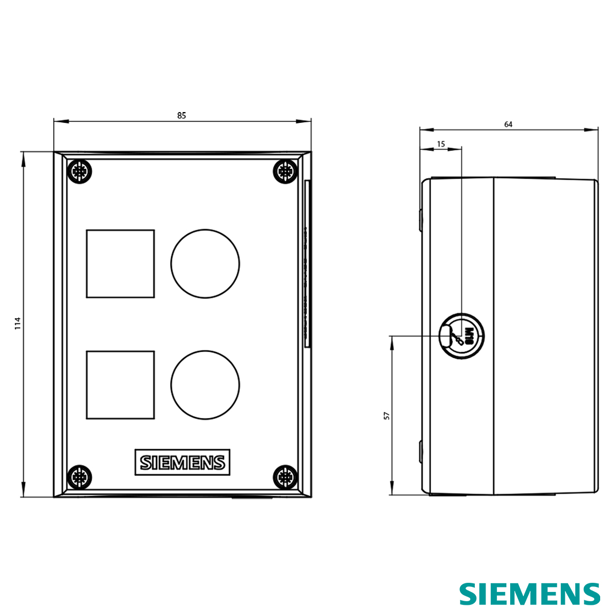 Botoeira Circular Plástica 2 Furos 22mm Cinza 3SU18020AA000AB1 Siemens