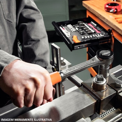 Chave Catraca Para Soquetes Reversivel Encaixe 1/2 Cabo Curto Laranja - Tramontina