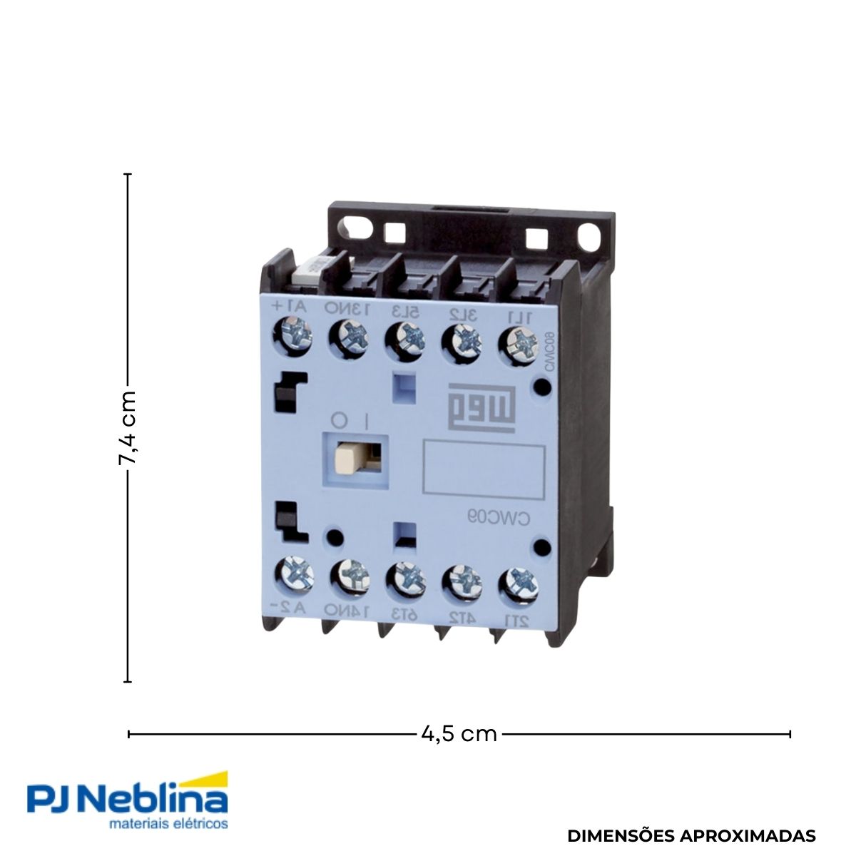 Contator Mini Potencia Tripolar 9A 24Vcc 1Nf - Weg
