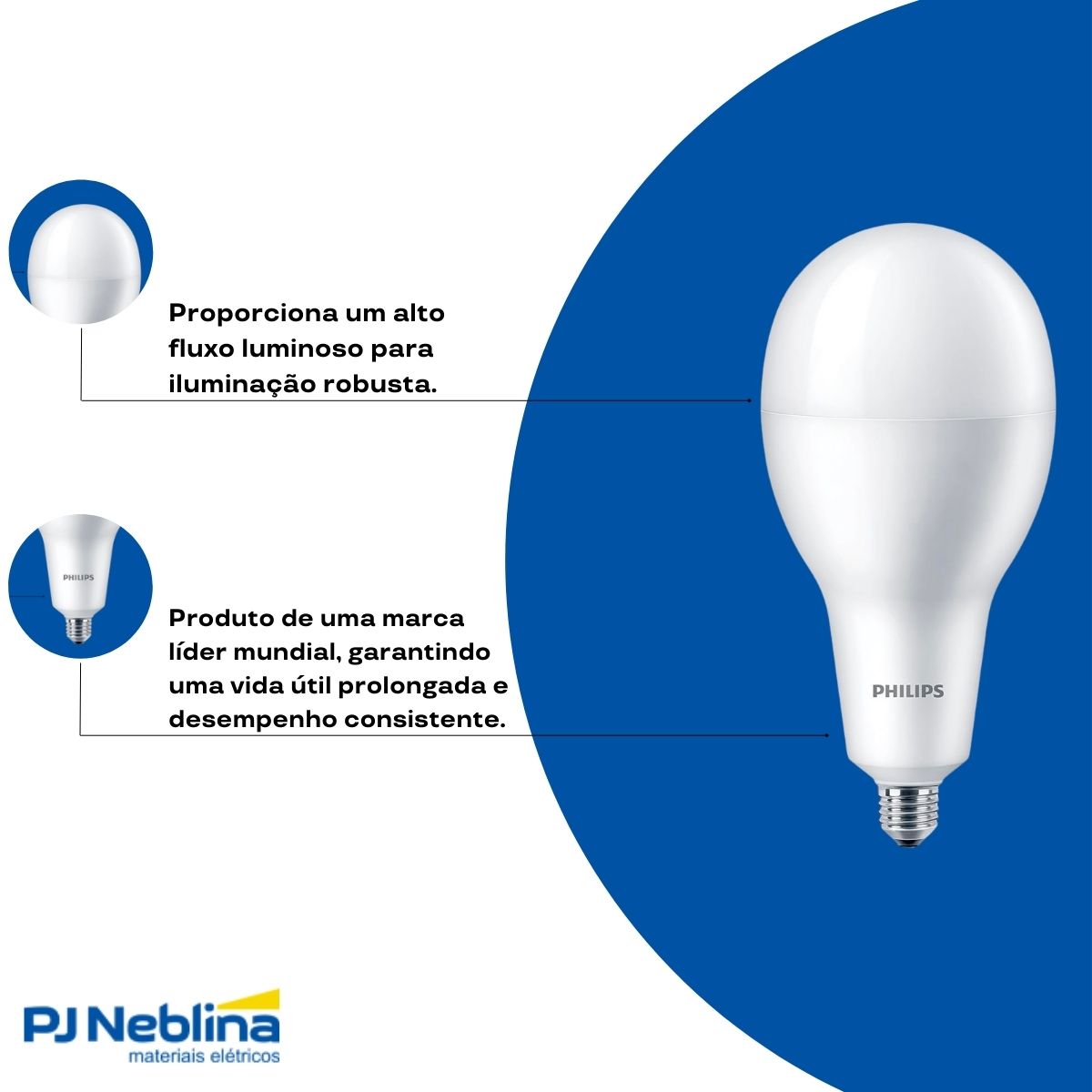 Lâmpada Led Bulbo Alta Potencia A125 45W Bivolt E40 6500K Branco Frio Luz Branca 5000Lm - Philips
