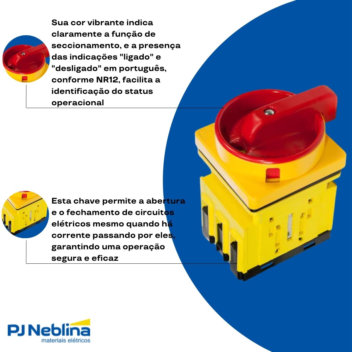 Chave Seccionadora Rotativa Sob Carga 3 Polos 80A Topo Manopla Vermelho - Weg