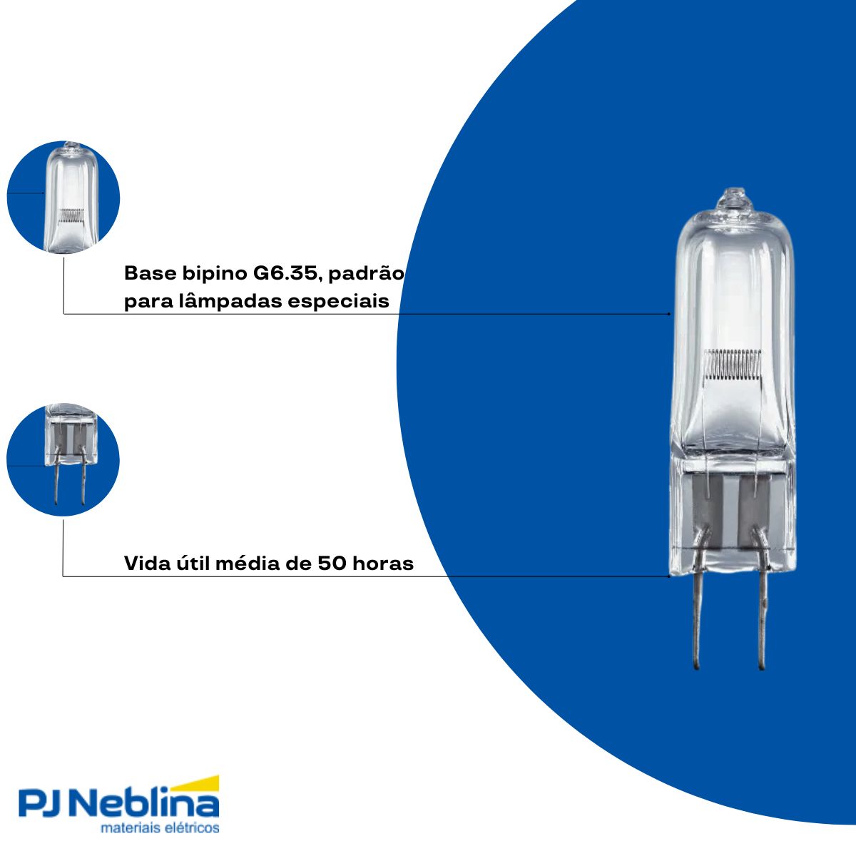 Lampada Halogena Bipino Clara 150w 24v G6.35 Luz Amarela