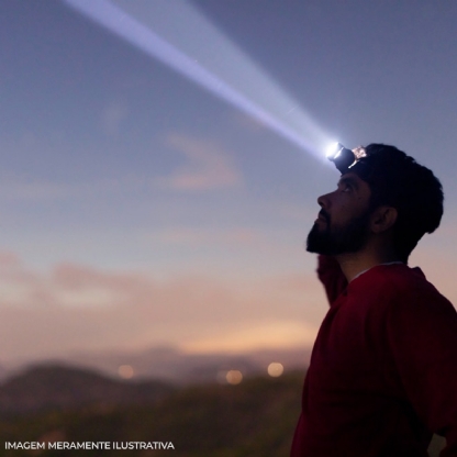 Lanterna Led Cabeça Com Tira Ajustável 50M - Carbografite