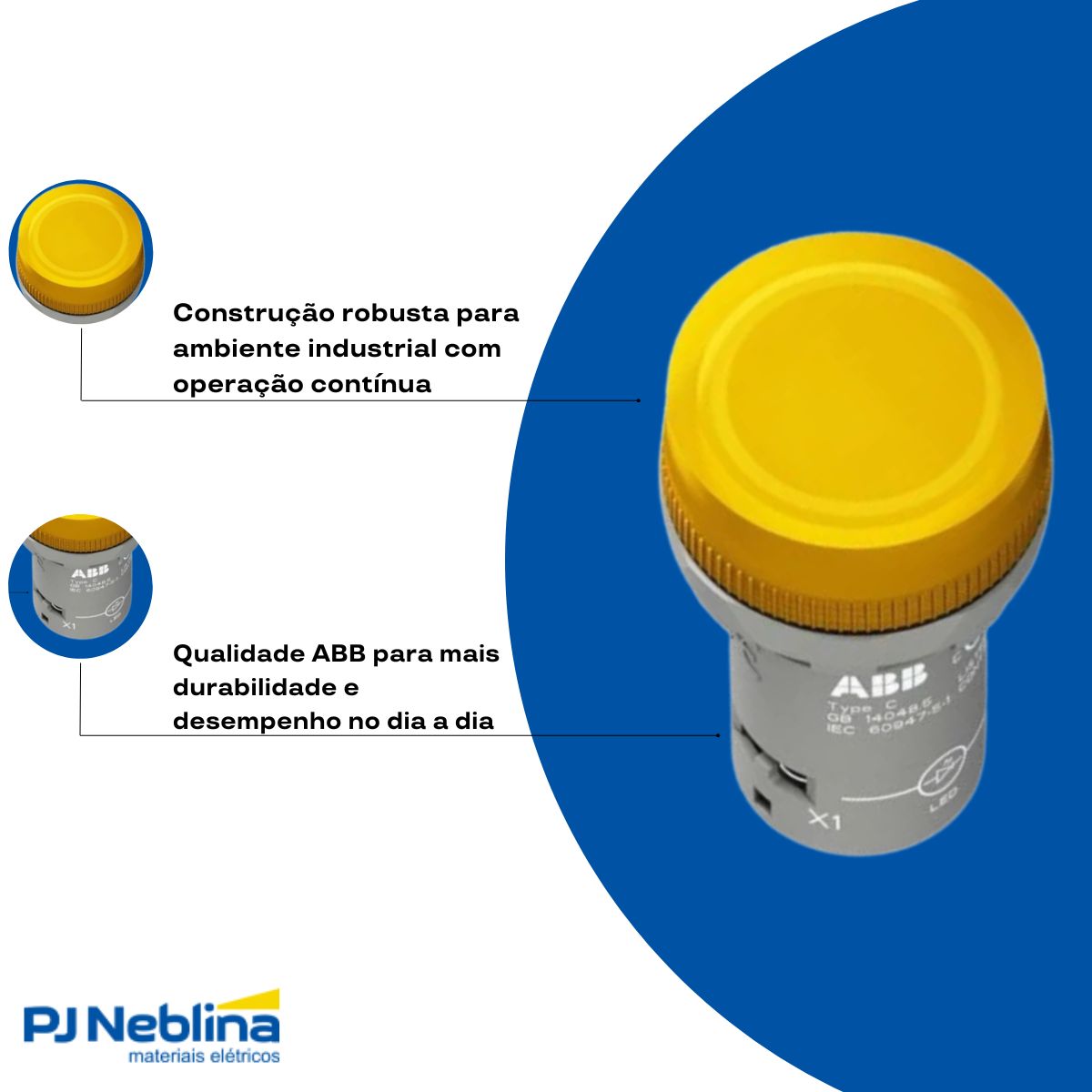 Sinaleiro Monobloco Faceado Redondo 22 mm 230V Plástico Cinza Ip20/Ip66/Ip67/Ip69K - Abb