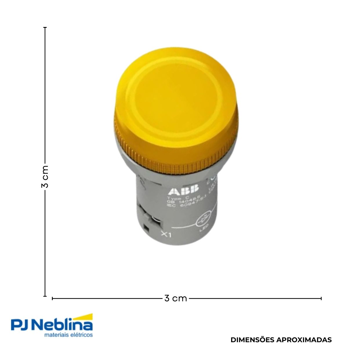 Sinaleiro Monobloco Faceado Redondo 22 mm 230V Plástico Cinza Ip20/Ip66/Ip67/Ip69K - Abb