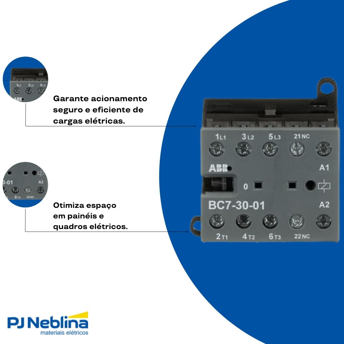 Contator Mini Potencia Tripolar 12A 24Vcc 1Nf - Abb