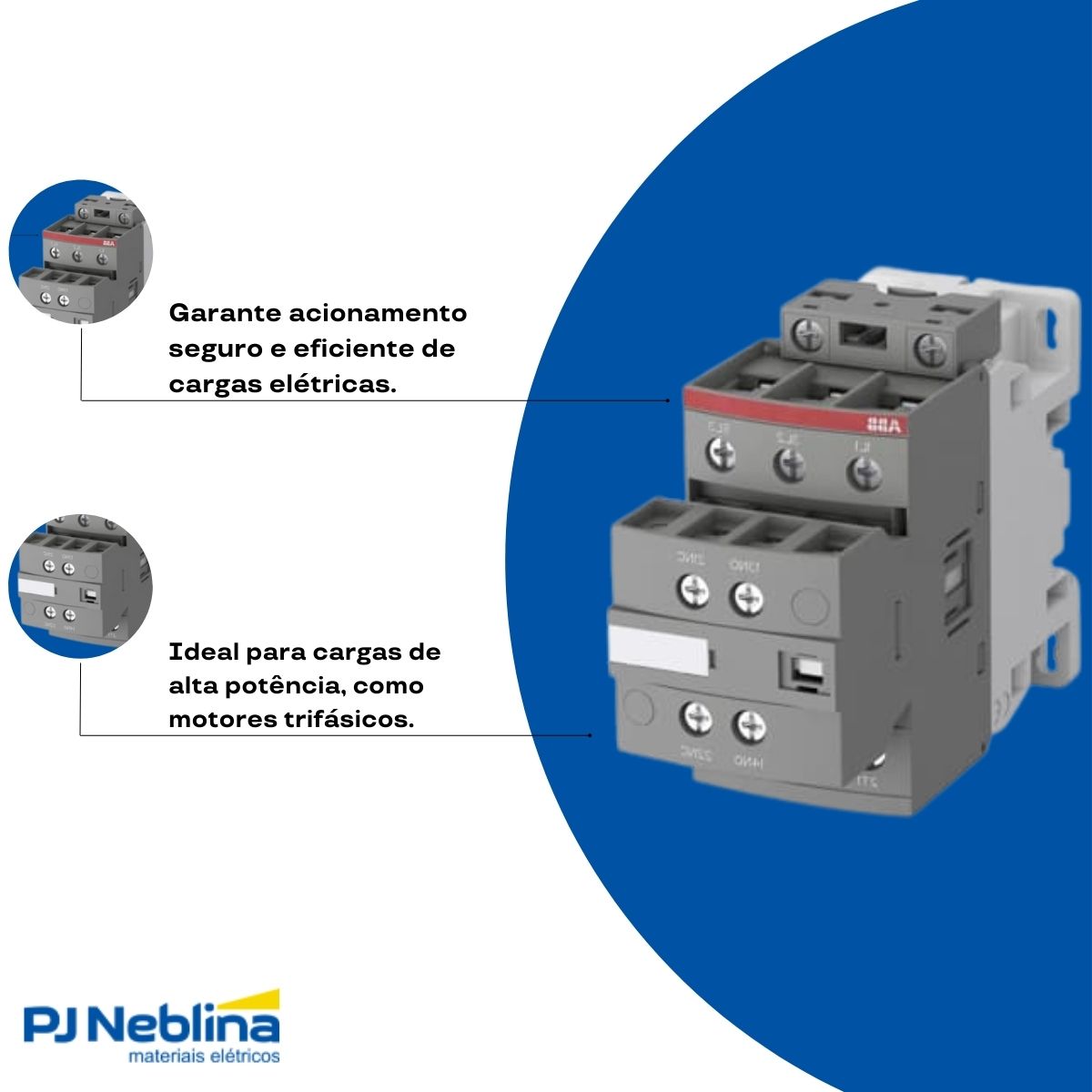 Contator Potencia Tripolar 38A 24-60Vca/Cc 1Na+1Nf 50/60Hz - Abb