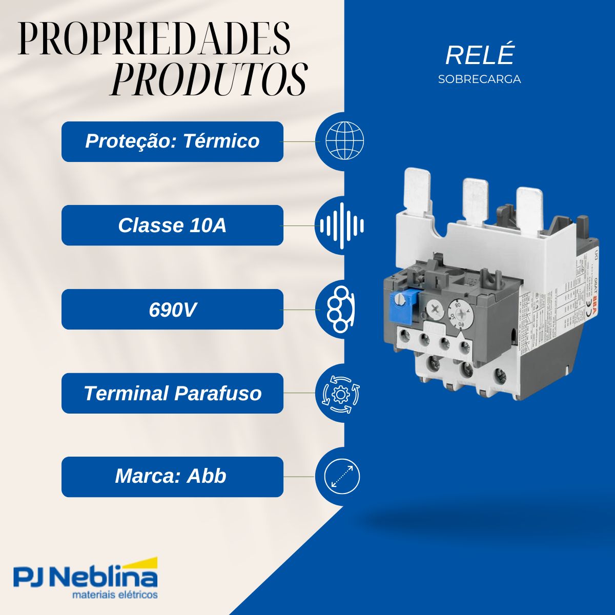 Relé Sobrecarga Térmico 60-80A Classe 10A - Abb