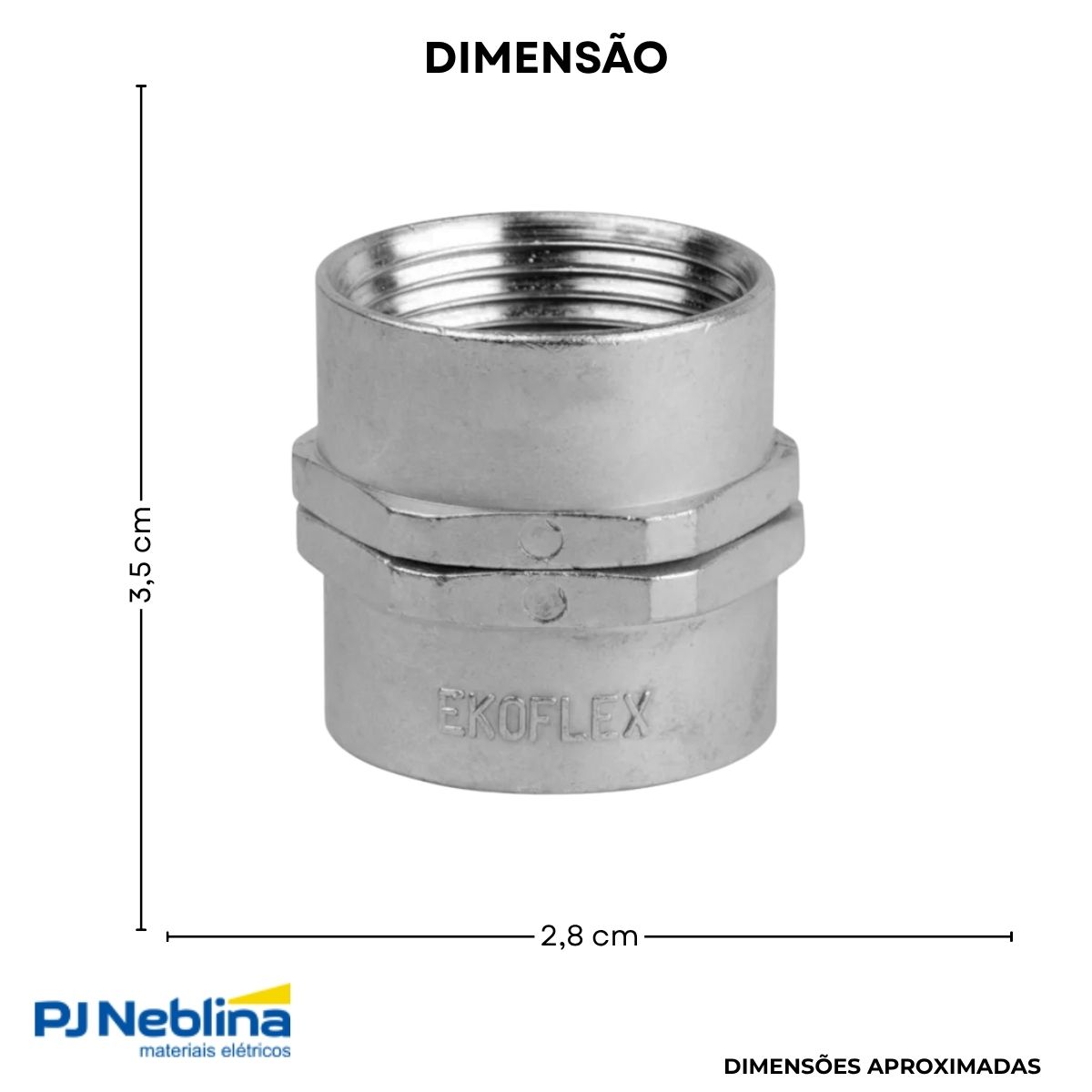 Conector Eletroduto Femea Zamak Zincado 1/2 Bsp Reto Giratório - Ekoflex