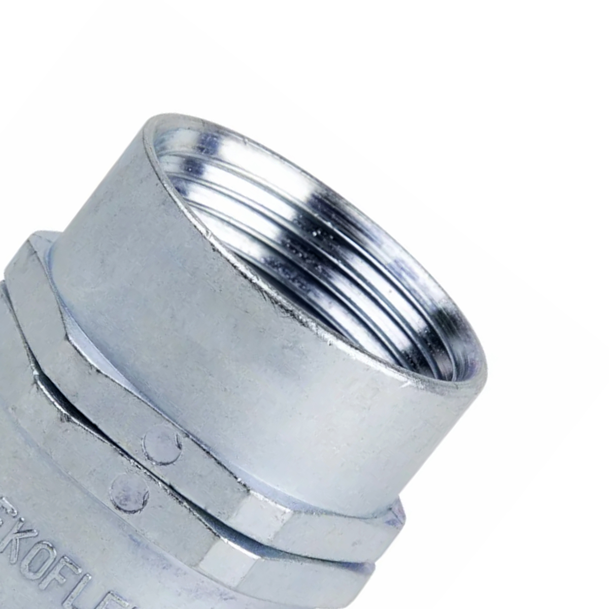 Conector Eletroduto Fêmea Zamak Zincado 1 Polegada Rosca Bsp Reto Giratório Kfzg - Ekoflex