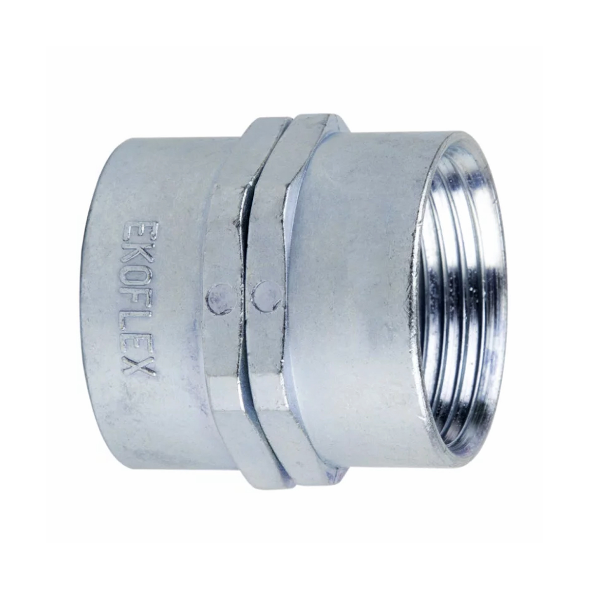 Conector Eletroduto Fêmea Zamak Zincado 1.1/2 Polegadas Rosca Bsp Reto Giratório Kfzg - Ekoflex