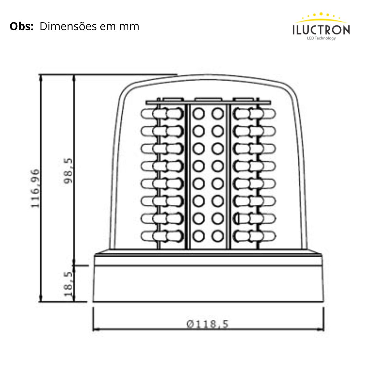 Sinalizador Giroflex Led Fixação Parafuso 110/220V 10W Vermelho Ip65 41602 Giroled Iluctron