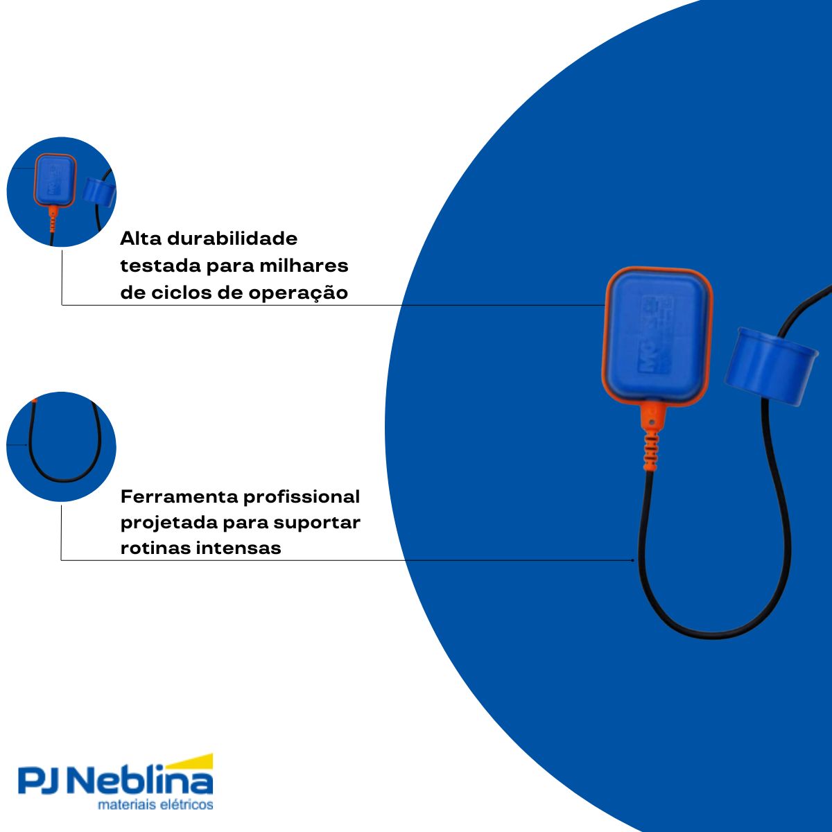 Chave Nível Boia Az/Lr Inferior/Superior 1 Rev 15A Cabo 3 m - Margirius