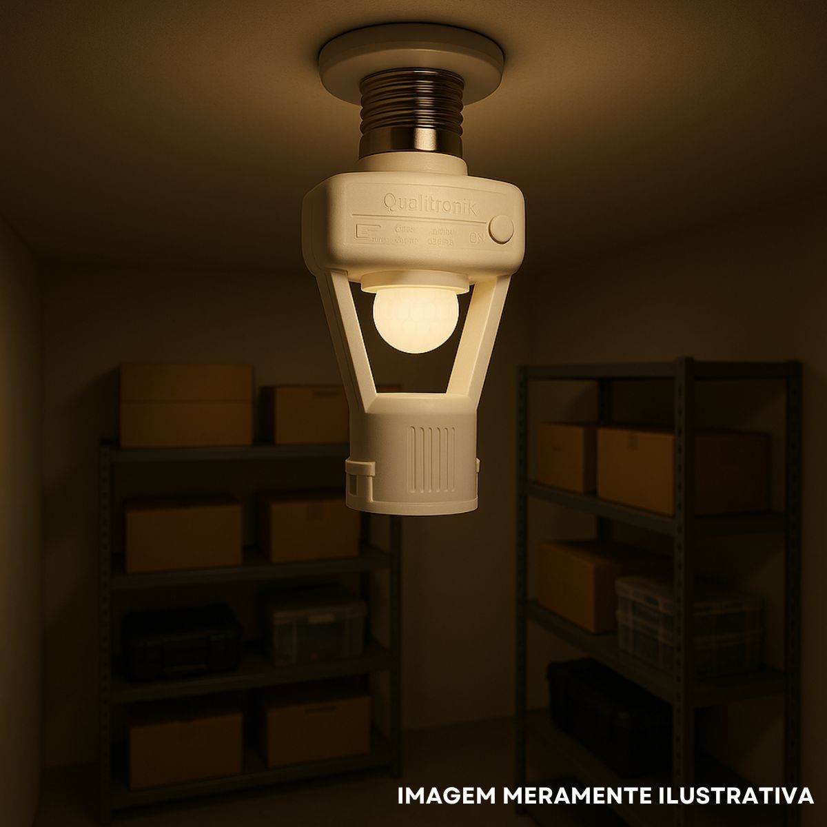 Sensor Presença C/Fotocélula Sobrepor Teto Bivolt Alcance 8M Branco - Qualitronix