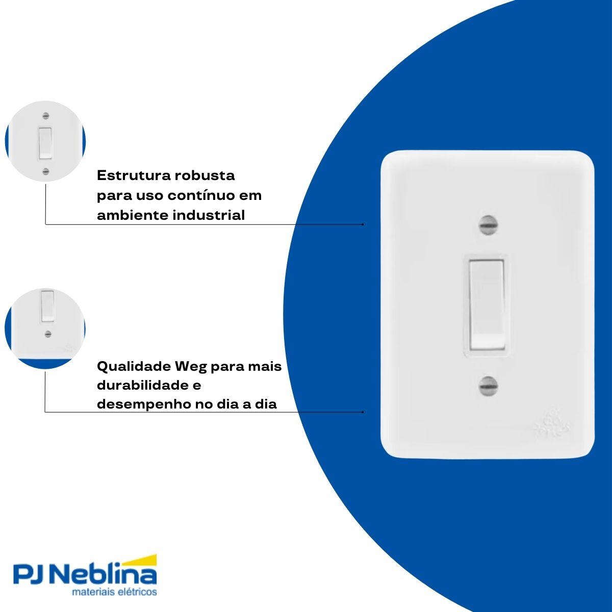 Conjunto 1 Interruptor Paralelo Vertical 10A 250V C/Placa 4X2 Branco Klin - Weg