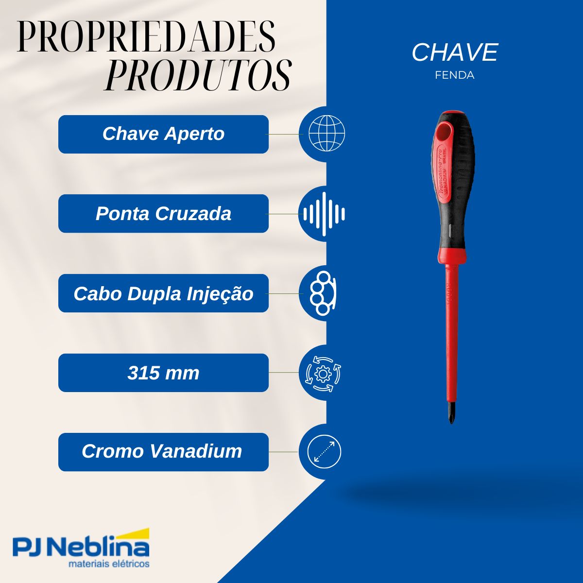 Chave Fenda Ponta Cruzada (Philips) Isolada 1000V Ph2 1/4X8Pol (6X200Mm) Cabo Dupla Injeção Preto/Vermelho - Tramontina