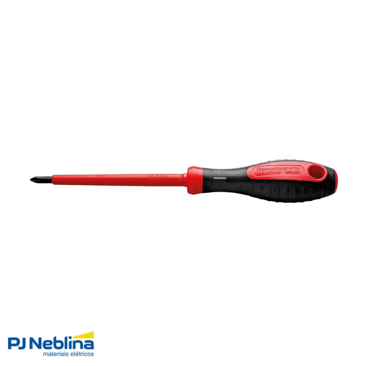 Chave Fenda Ponta Cruzada (Philips) Isolada 1000V Ph2 1/4X8Pol (6X200Mm) Cabo Dupla Injeção Preto/Vermelho - Tramontina